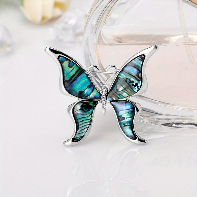 QATT Brosche Schmetterling, Muschel - Bild 1