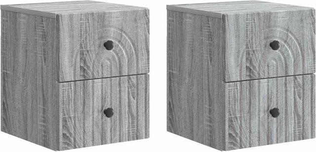 vidaXL Wandmontierter Nachttisch im Vintage-Stil aus Holzwerkstoff, 2er-Set, Grau Sonoma, B: 33 cm, T: 34,5 cm, H: 40 cm - Bild 1