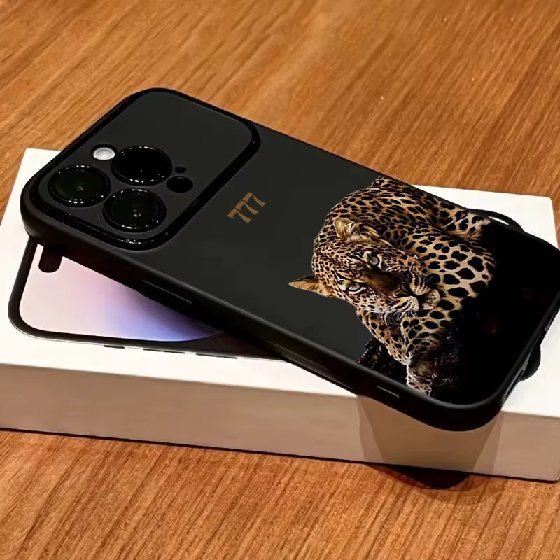 Stoßfeste Silikon-Handyhülle mit Leoparden- und 777-Buchstabenmuster für Apple iPhone, Farbe: Schwarz - Bild 3