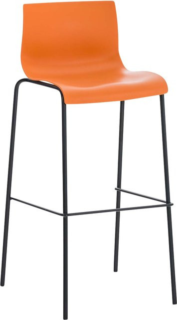 TPFLiving Barhocker Hope mit 4-Fuß-Gestell in Orange und Schwarz aus Kunststoff und Metall - Bild 1