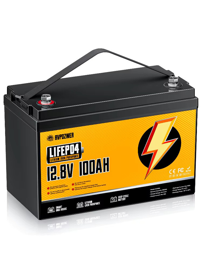 RVPOZWER 12V Lithium-Batterie 100Ah LiFePO4 Akku mit 1280Wh Kapazität und 100A BMS für Solar und mobile Anwendungen - Bild 7