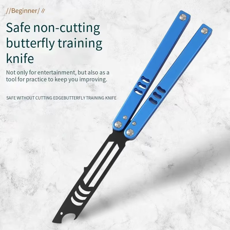 DUTRIEUX Multifunktionales Klappmesser aus Aluminiumlegierung als Schmetterlingsmesser Trainer und tragbarer Flaschenöffner - Bild 2