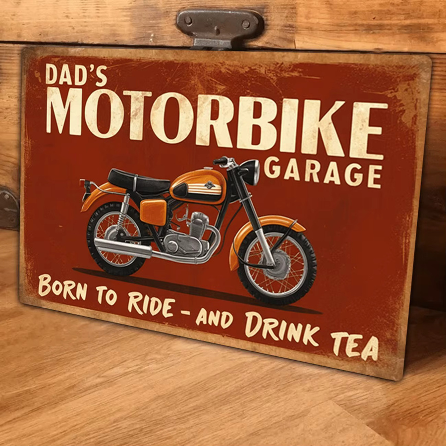 Personalisiertes CIFBUY Motorrad-Garage-Schild aus Metall in Rot im Vintage-Design zur Wanddekoration für Motorrad- und Dirt-Bike-Enthusiasten - Bild 3