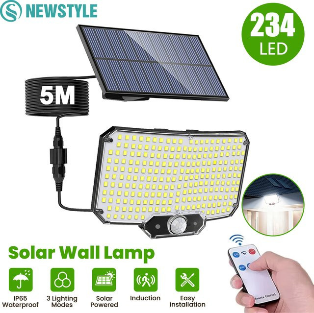 234LED Solar Außen-Flutlichter mit Bewegungssensor IP65 Wasserdicht PIR Sicherheits-Wandstrahler für Garten Hof Terrasse Garage Weg - Bild 1
