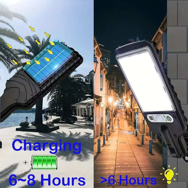 Solar-LED-Bewegungsmelder-Leuchte mit 117 COB-LEDs und 3 Beleuchtungsmodi, schwarze Solar-Sicherheitsleuchte für Garten, Terrasse und Garage - Bild 2