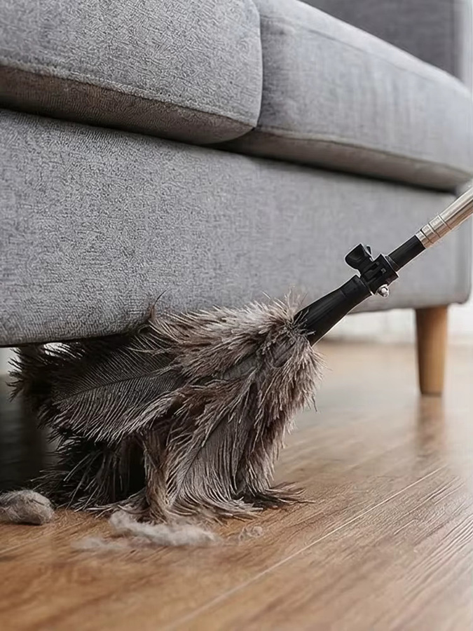 Willstar Ausziehbarer Federstaubwedel aus Straußenfedern, 48 bis 124 cm, Biegsames Reinigungsgerät für Deckenventilatoren und Haushalt - Bild 6