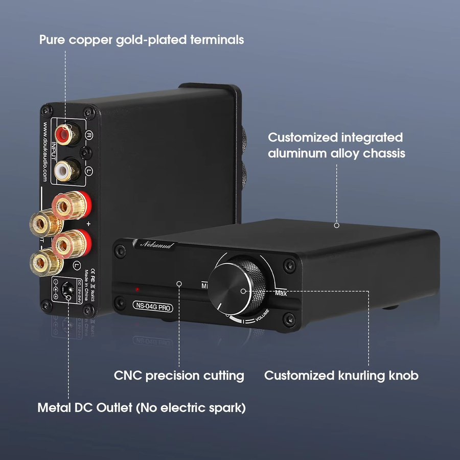 Nob sound NS-04G Pro Mini Digitaler HiFi Stereo Verstärker, 2,0 Kanal Klasse D Audio Amp, 100W + 100W, Schwarz - Bild 3