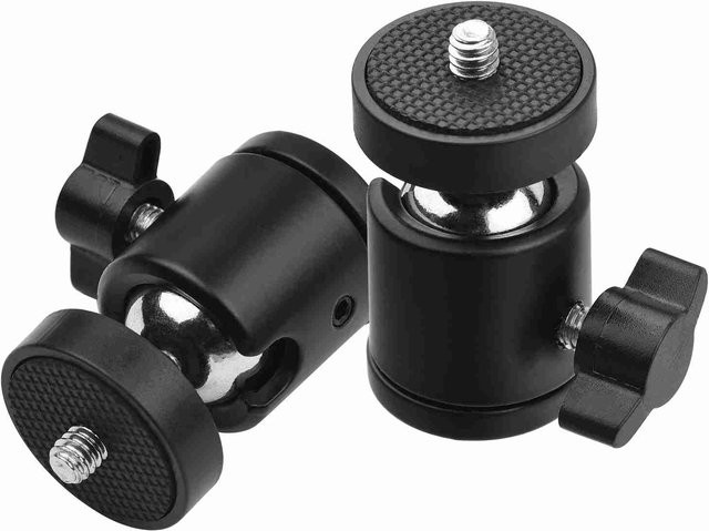 KaiSai Mini Kugelkopf Stativkopf 360 Grad drehbarer Montagefuß Adapter mit 1/4 Zoll Schraubanschluss in Schwarz - Bild 1