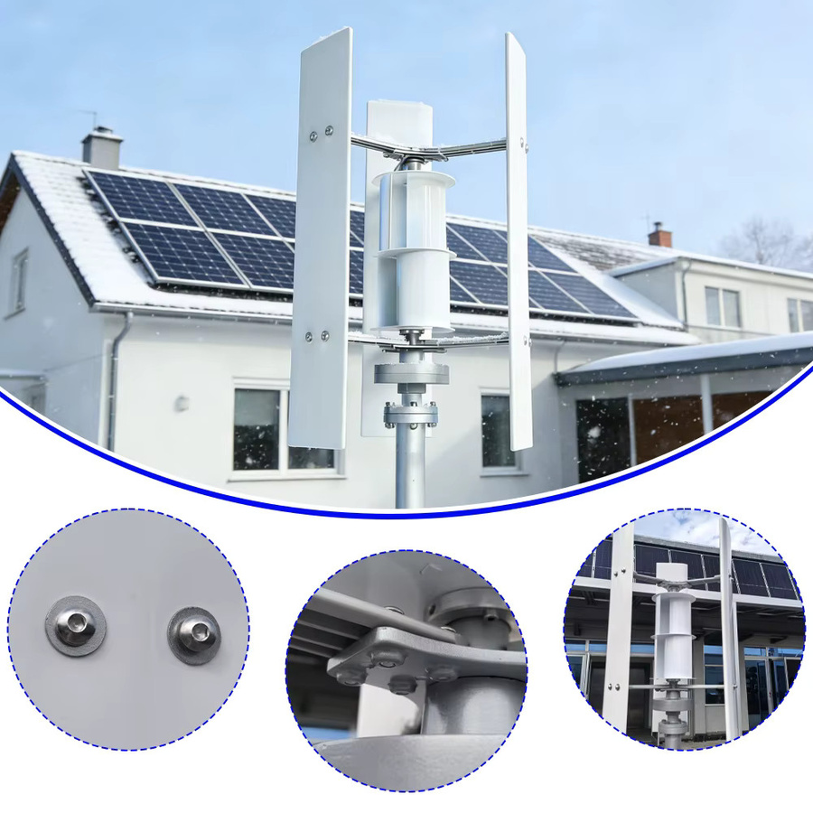 SMARAAD Vertikale Windturbine in Weiß mit 5-kW-Drehstromgenerator und 10-kWh/Tag Leistung für das Off-Grid-System im Hausgebrauch - Bild 4