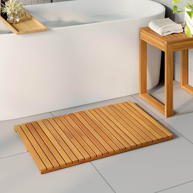 Badezimmerteppich Yiwydaa in Braun mit Holzoptik, Breite: 80 cm, Tiefe: 50 cm - Bild 1
