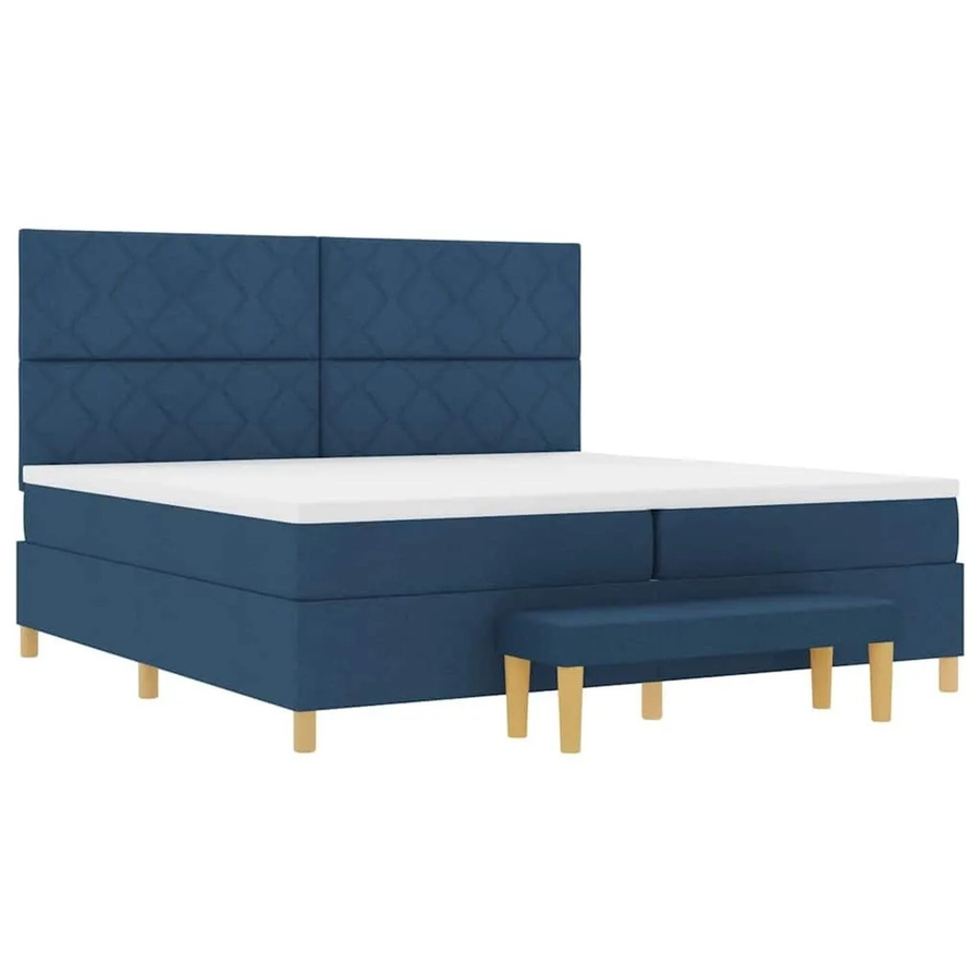 vidaXL Boxspringbett mit Matratze und Kopfteil in Blau, B/T/H: 200 x 200 x 280 cm - Bild 2