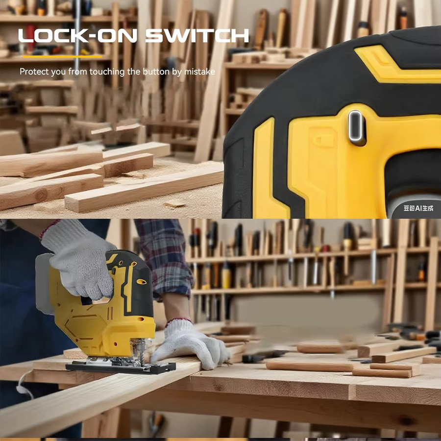 Podofo Bürstenlose Stichsäge in Gelb mit 6 Geschwindigkeiten und LED-Licht für Holz und Metall - Bild 4