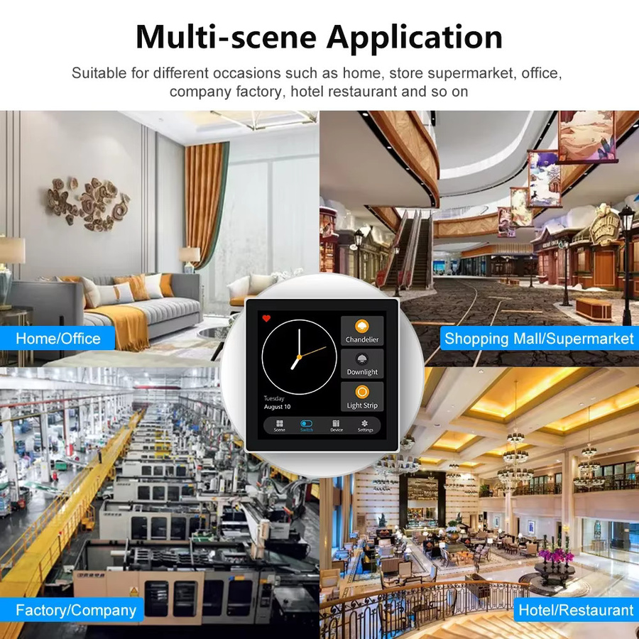 Tuya Zigbee 2-in-1 Smart Panel: 4-Zoll-LCD-Touchscreen Szenensteuerung und 3-Gang-Relaisschalter in Schwarz, kompatibel mit Alexa und Google Home - Bild 3