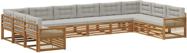 vidaXL Sofagarnitur aus Massivholz Akazie mit 10 Kissen im modernen Latten-Design - Bild 1