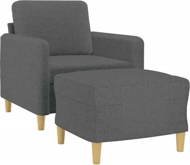 vidaXL Sessel mit Hocker in Dunkelgrau aus Stoff für das Wohnzimmer - Bild 1