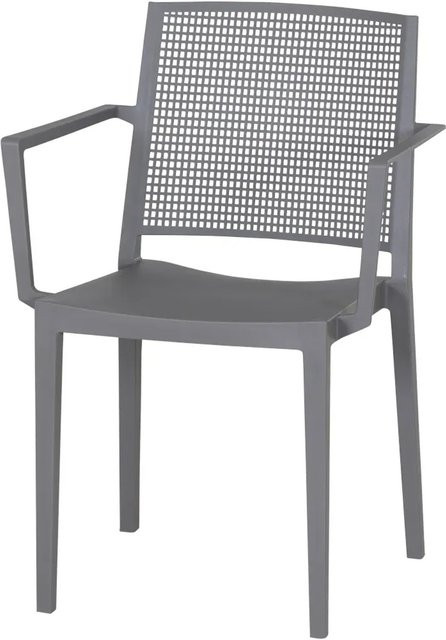 Siena Garden Stapelstuhl Square mit Armlehnen Grau aus Polypropylen B/T/H: 44,0 x 42,5 x 81,0 cm - Bild 1