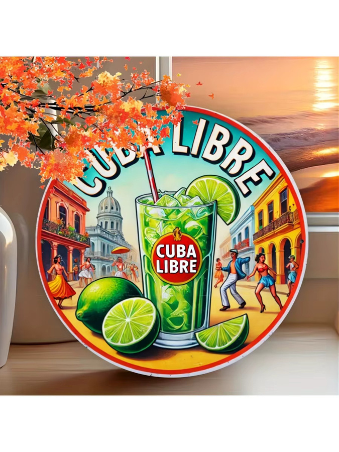 Vintage Cuban Libre Blechschild von Potdemiel, rundes Metall-Wanddekor in Multicolour, Durchmesser: 20 cm - Bild 6