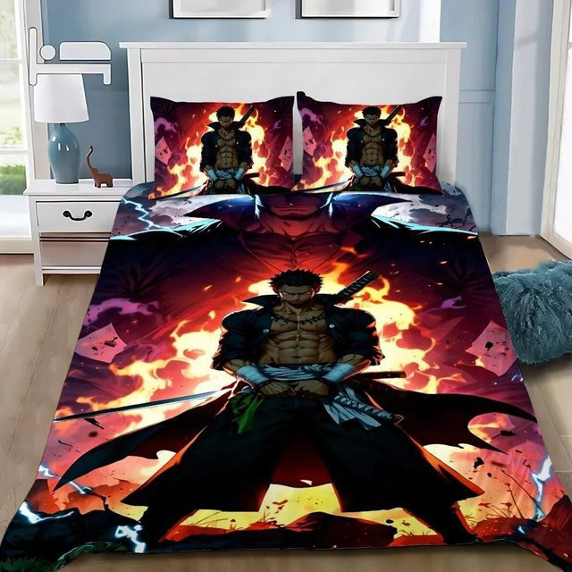 Lodestar Anime Bettwäscheset mit Luffy Motiv, 3-teilig, Mehrfarbig, B/H: 180 x 210 cm - Bild 1