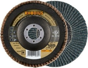 RHODIUS TOPline LGZ F Fächerschleifscheibe Grau, Durchmesser: 125 mm, Bohrung: 22,23 mm, Körnung: K40 - Bild 1