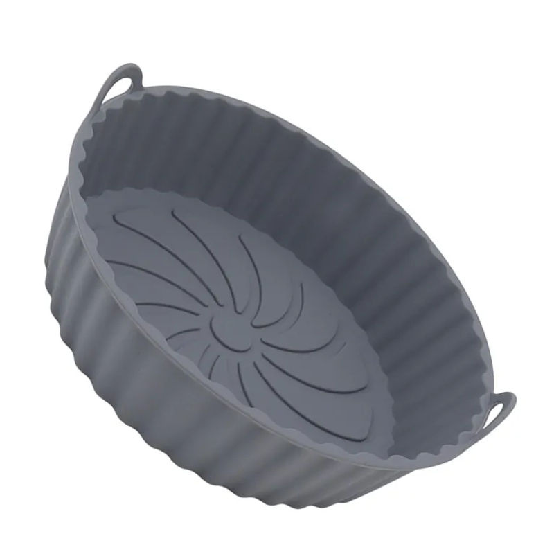 2er-Set Runde Silikon-Fritteuseneinlagen von CosyHome, Antihaftbeschichtet und Ölbeständig, Grau, für 6,5-9kg - Bild 4