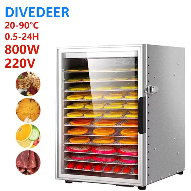 DIVEDEER Intelligenter Lebensmitteltrockner aus Edelstahl mit 12/6 Schichten, Farbe: Silber - Bild 6