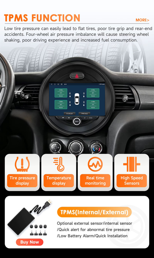 OSSURET Android Autoradio-Player mit GPS und Bluetooth für BMW Mini Cooper F54 F55 F56 F60 (2014 - 2019) inklusive kabellosem Carplay, Schwarz - Bild 4