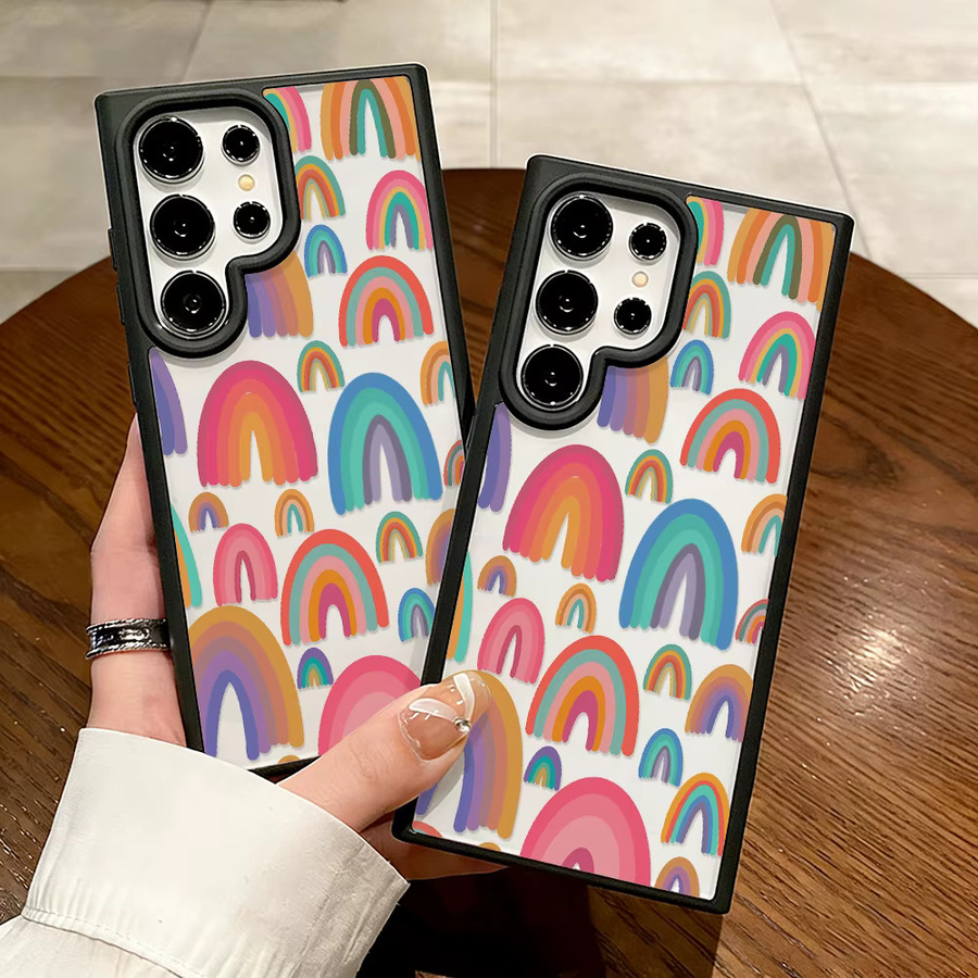 Silikon Handyhülle mit Trageband für Samsung Galaxy S26 Ultra, S25 FE, S24, S23 im Cartoon-Regenbogen-Design, Mehrfarbig - Bild 2