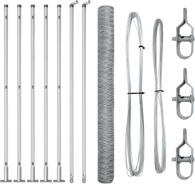 vidaXL Maschenzaun aus Stahl in Silber, B/H: 140 x 10 m, Maschenweite: 50 mm - Bild 1