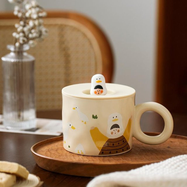 Mili Life Keramiktasse mit Deckel in Weiß, 350 ml - Bild 1