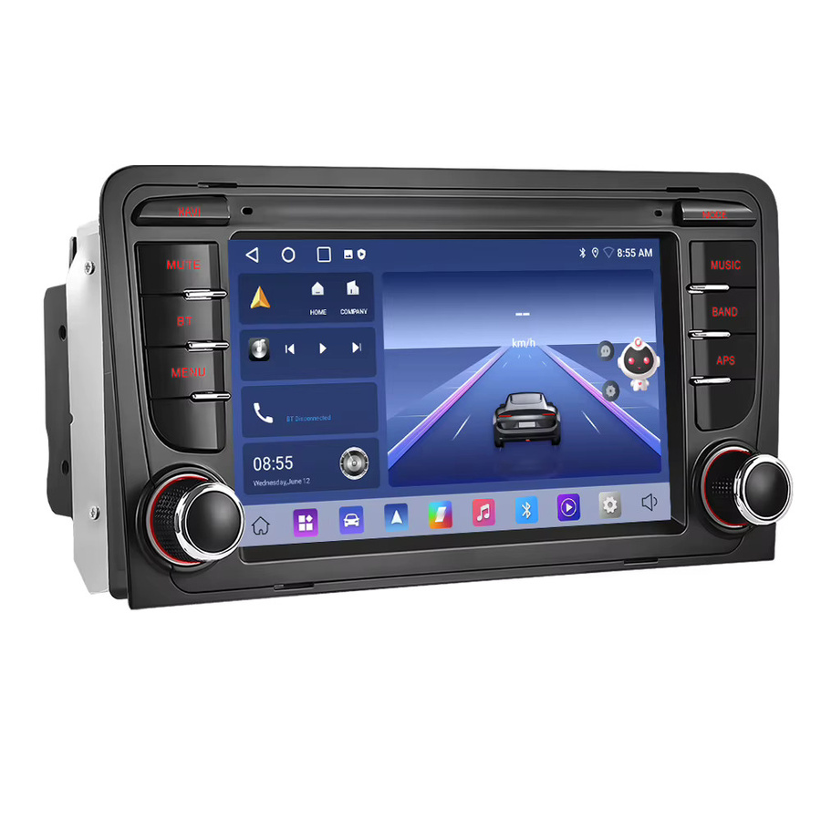 Podofo 2DIN Intelligentes Autosystem mit Carplay, Android Auto, Mirror Link, GPS und WLAN für Audi A3 8P 8P1 S3 RS3 Sportback in Schwarz - Bild 5