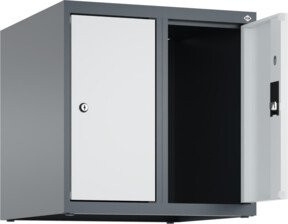 C+P Aufsatzschrank 7016/7035 mit 2 Abteilen und Zylinderschloss, B/T/H: 50 x 50 x 50 cm, Anthrazitgrau/Lichtgrau - Bild 1