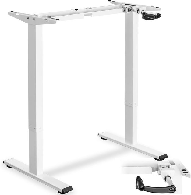 tectake Tischgestell Idun, stufenlos höhenverstellbar mit Handkurbel und breitenverstellbar, Weiß, B/T/H: 84 - 129 x 60 x 71 - 121 cm - Bild 1