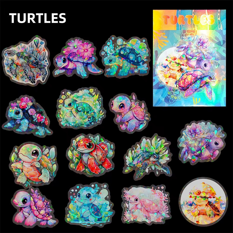 Charile Bunte Laser Schildkröte Aufkleber Transparent für DIY Gepäck Telefon und Notebook - Bild 4