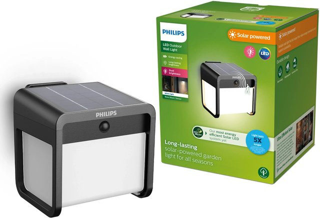 Philips Wandleuchte Ezra Solar LED Außenleuchte Schwarz - Bild 1