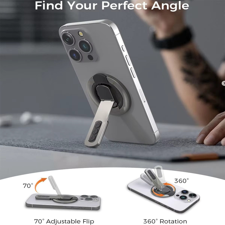 XMSJ MagSafe Handy-Griffständer und magnetischer Auto-Handyhalter 3-in-1 mit Fingerringhalter und Zappelspielzeug-Design in Schwarz - Bild 5