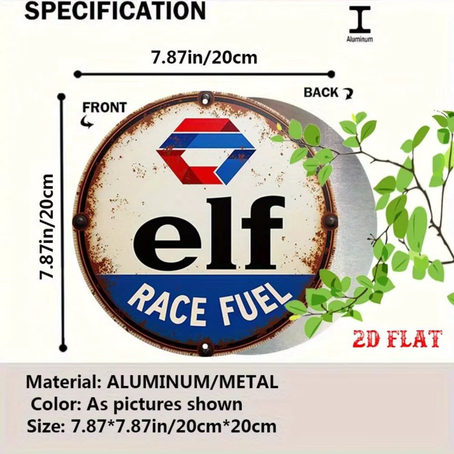 Vintage Rundes Aluminium-Rennkraftstoff-Schild CIFBUY Wanddekoration für Garage und Bar, Durchmesser: 20 cm, Mehrfarbig - Bild 2