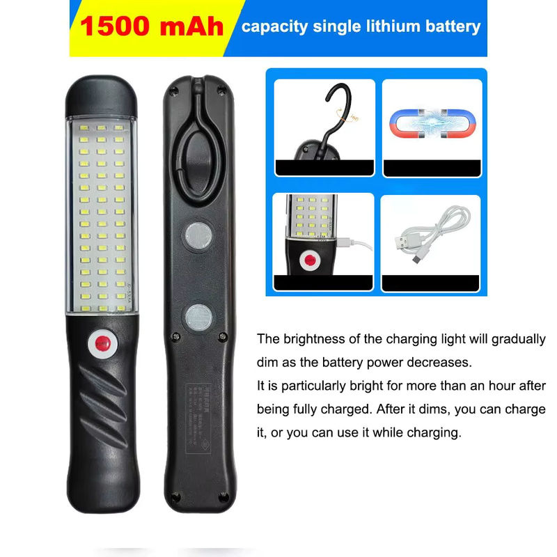 Tragbare magnetische LED-Arbeitsleuchte in Schwarz, USB wiederaufladbare Taschenlampe für Autoreparatur, Angeln und Notfälle - Bild 5