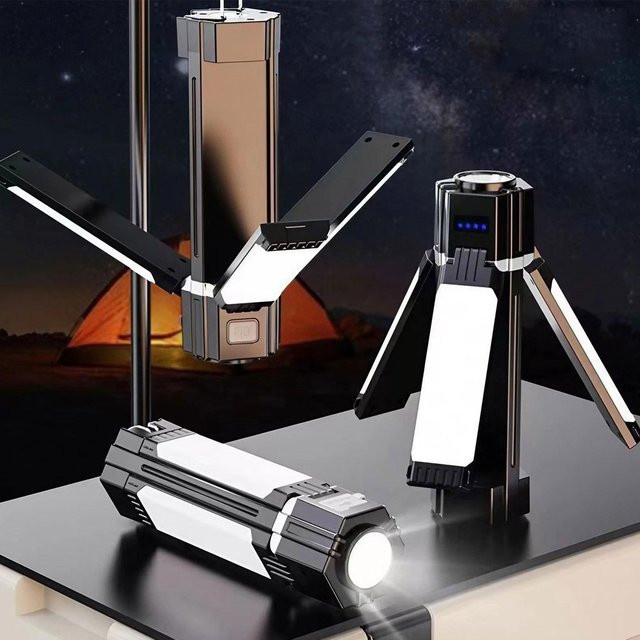 STONEGO Multifunktionale Outdoor-Campinglampe mit Akku und SOS-Funktion, Schwarz - Bild 1