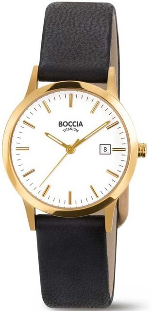 Boccia Damenuhr, Titan, Quarz, 31 mm, Leder, Weiß, 5 ATM - Bild 1