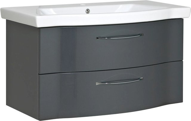 Pelipal Waschbeckenunterschrank Quantum 03 in Anthrazit Hochglanz, Breite: 90 cm, Tiefe: 49 cm - Bild 1