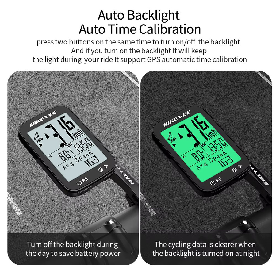 Bikevee GPS-Fahrradcomputer in Schwarz, wasserdichter kabelloser Fahrrad-Tachometer mit multifunktionalem Kilometerzähler und Tracker - Bild 4