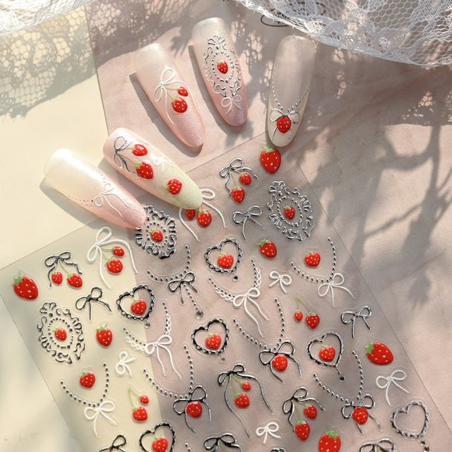 NAILFYOU Nagelaufkleber Erdbeere, Glänzend, Damen - Bild 1