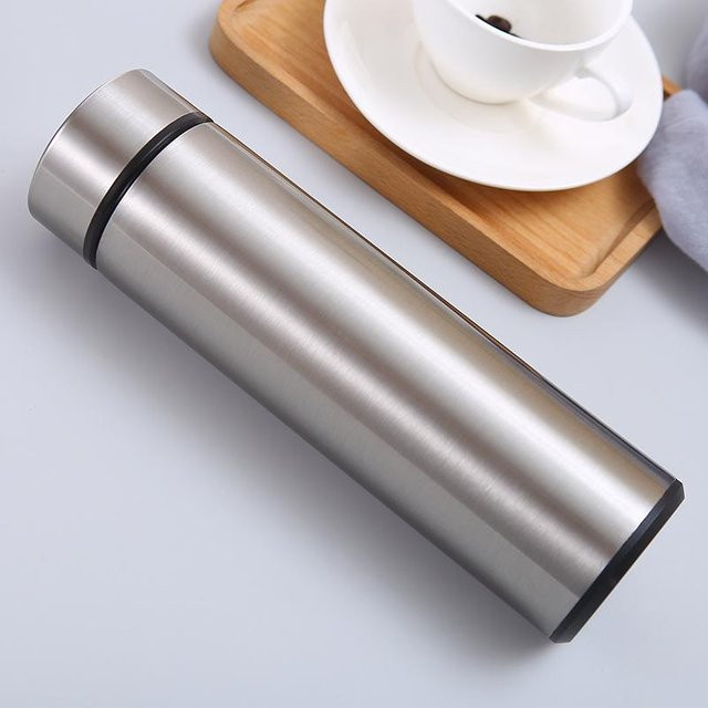 Yiran Furniture Intelligenter Thermosbecher aus Edelstahl mit Touch-Temperaturanzeige, doppelschichtiges Vakuum-Design, Farbe: Silber, 500ml - Bild 1