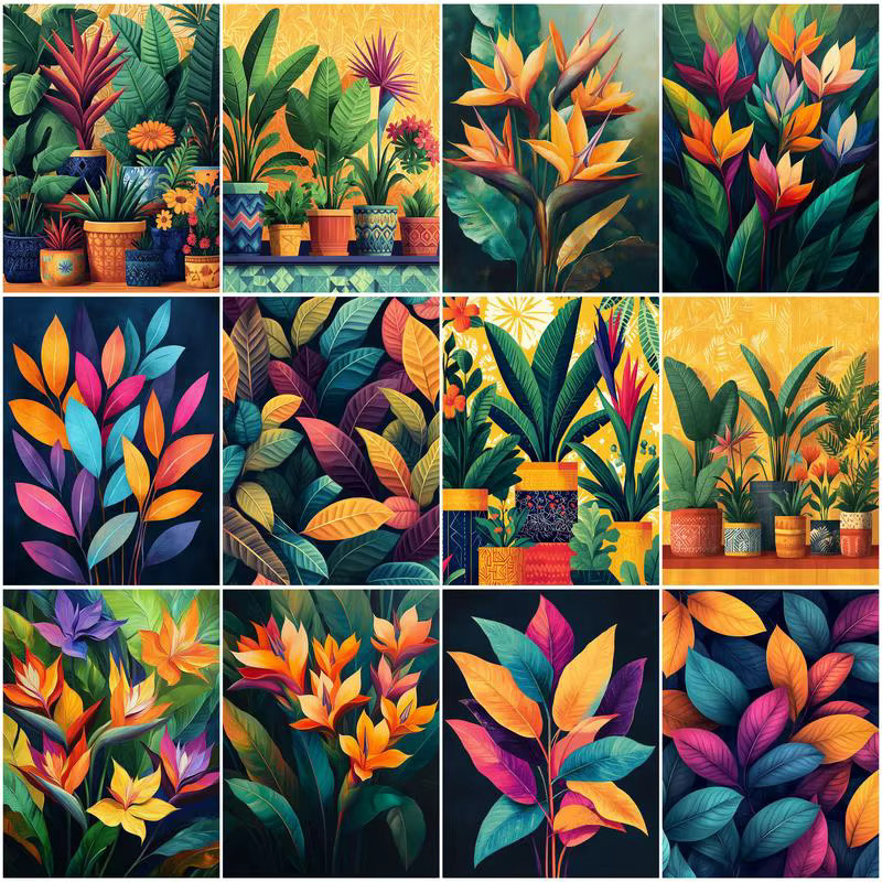 RUOPOTY Malen nach Zahlen Set mit bunten Blättern für Erwachsene, Acrylfarben Bastelset in Multicolour - Bild 1