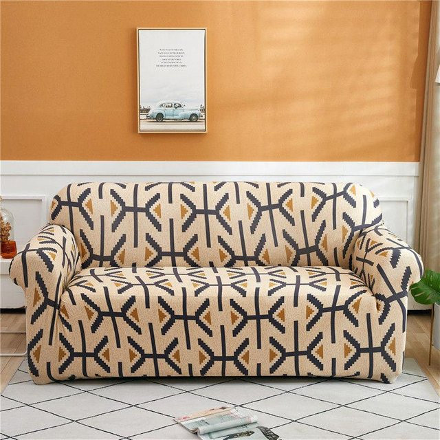 Mecerock Elastischer Sofabezug mit geometrischem Druck für Eckcouches und Sessel, Multicolour, Größe: 90-140 cm - Bild 1