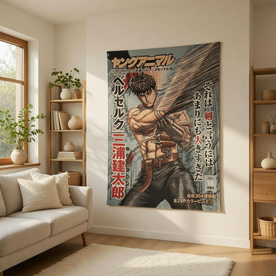Berserk Guts Wandteppich von JMG Household Supplies, Klassischer Dark Fantasy Anime Wandbehang in Multicolour, Breite: 40 cm, Höhe: 60 cm - Bild 2