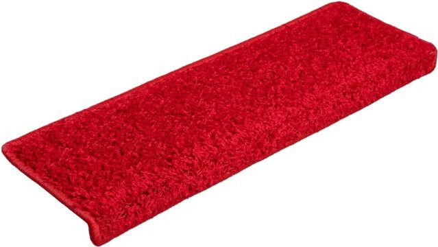 vidaXL Teppich-Treppenstufen aus Nadelvlies, 15 Stück, Rot, B: 65 cm, T: 21 cm, H: 4 cm - Bild 1