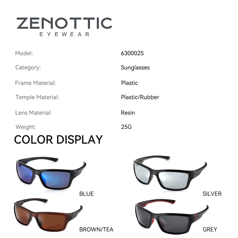 ZENOTTIC Sonnenbrille, Unisex, Vollrand, rechteckig, Kunststoff, schwarz - Bild 2