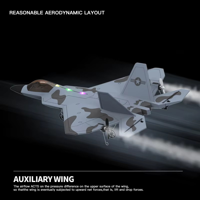 WLtoys F22 Raptor F22 Kampfflugzeug, RC Flugzeug, mit LED Licht und Gyroskop - Bild 5