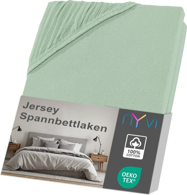 NYVI DreamScience Jersey Spannbettlaken mit Rundumgummizug, Farbe: Eukalyptus, B/T: 140 x 200 cm oder 160 x 200 cm, Matratzenhöhe bis 22 cm - Bild 1